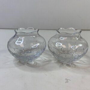 Set of 2 Mikasa Petit Points Cut Crystal Votive Vase Candle Holders